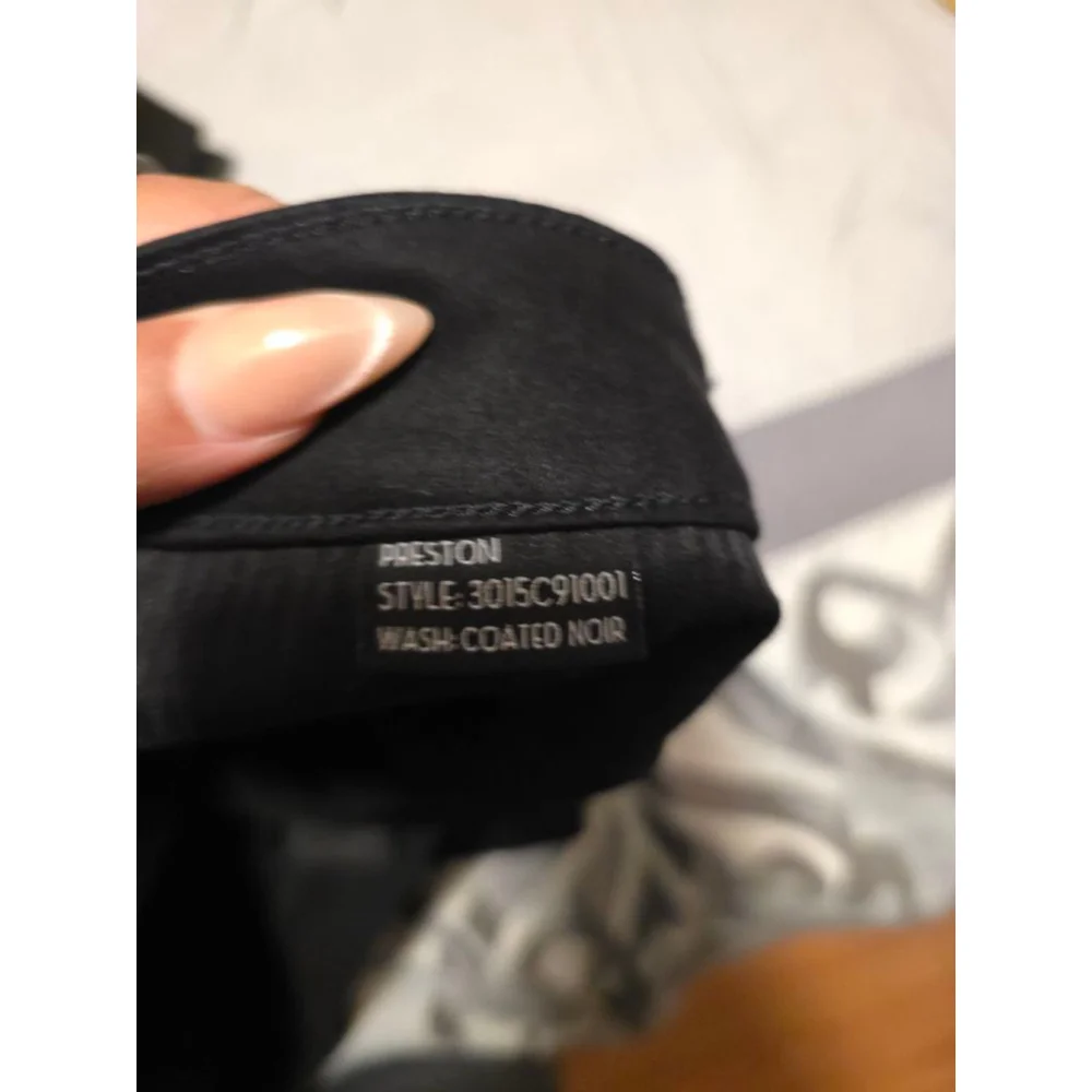 Monfrère Black Coated Cargo Pants Slim Fit Leather Look Size 38